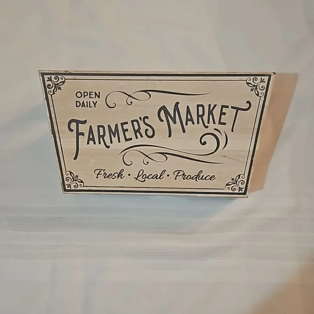 Farmers Market Gray & White Decorative Storage Bin | Modern Farmhouse Decor